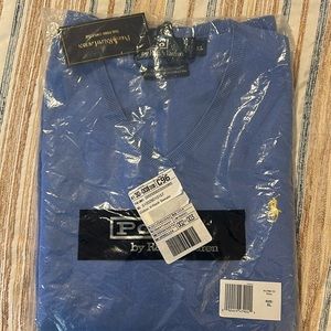 Polo by Ralph Lauren XL blue v-neck pima cotton long sleeve sweater XL BNWT